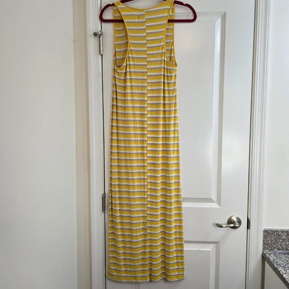 Zara Ribbed Racerback Maxi Tank Dress - Yellow, White, Tan Stripes - Picture 3 of 5